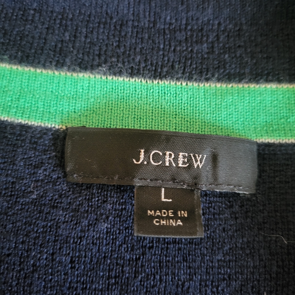 J. Crew Navy Cardigan with Bright Green Trim - Picture 7 of 10
